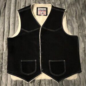 Excelled 1927 Leather Suede vest, black, soft leather, XL, Great condition